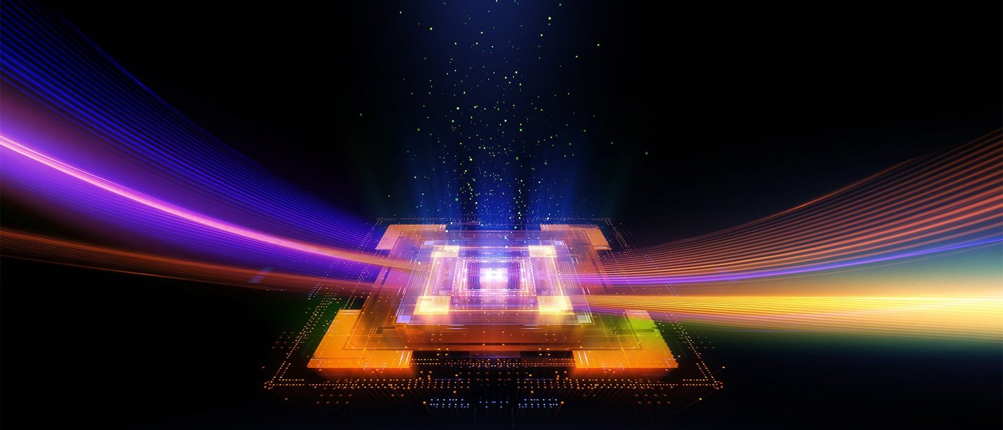 Quantencomputer schwarzer Hintergrund 3d Modell