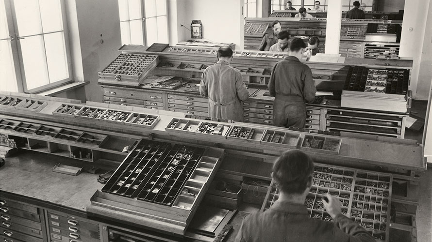 Historic image of typesetting room