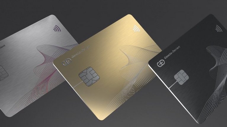 Three different metal credit cards from G+D