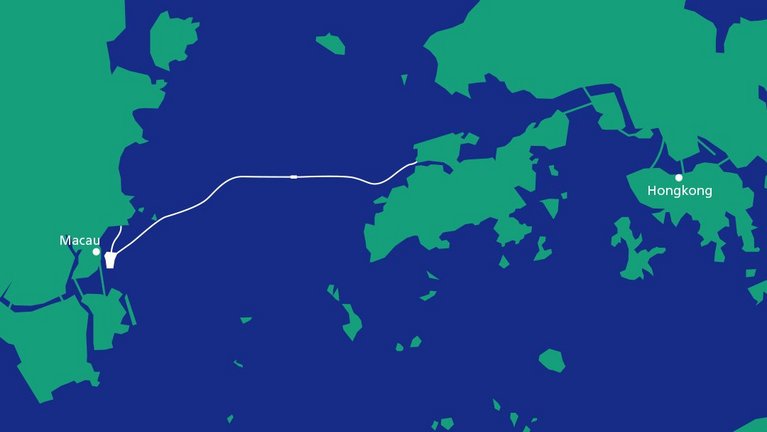 Map of the bridge between Macau and Hongkong