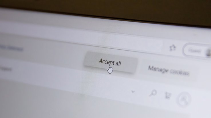 Mauszeiger, der auf einen Button "Accept all" in einem Browser gerichtet ist