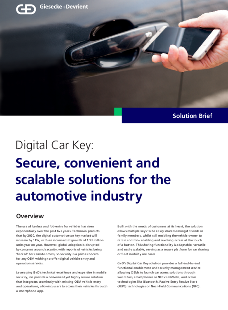 Cover of the digital car key solution brief