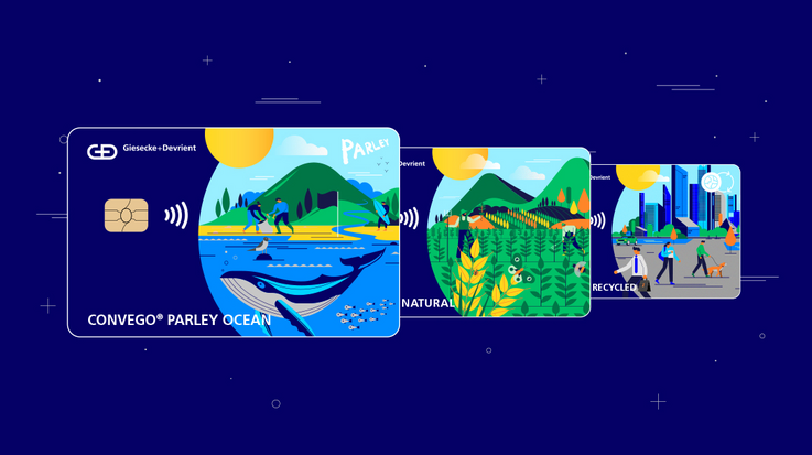 G+D credit cards: Convego Parley Ocean, Convego Natural and Convego Recycled