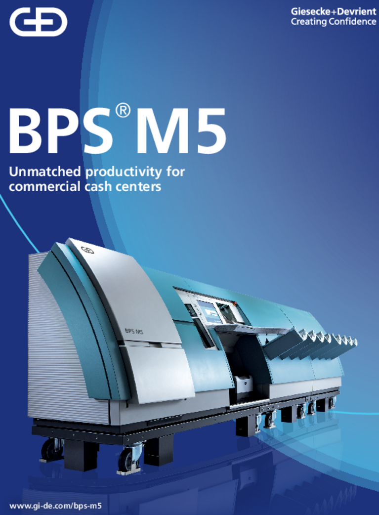 Cover of the brochure for the banknote processing machine BPS M5