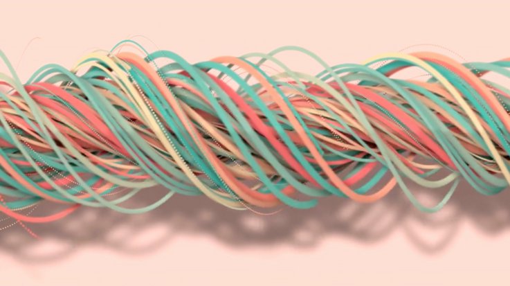 Intertwined colorful rubber bands