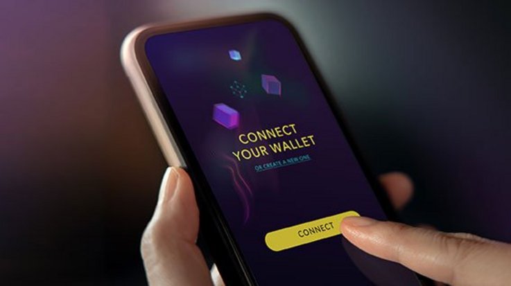 A mobile wallet is running on a smartphone