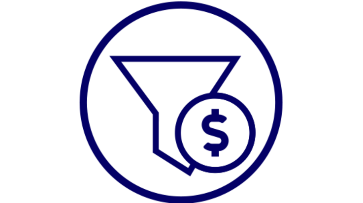 Icon für Filter und Münze - Symbol für Conversion Steigerung