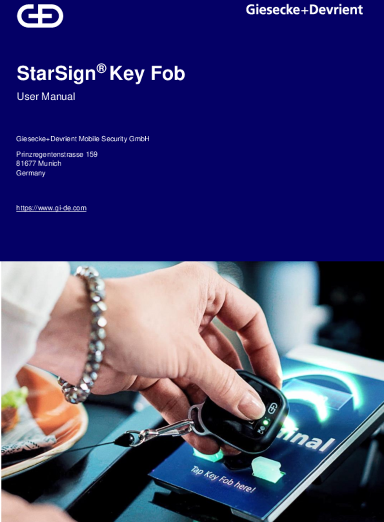 Cover of the StarSign Key Fob user manual