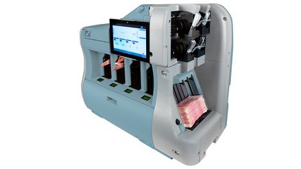 4+2 pocket banknote sorter BPS® C3-4 with the design of 4 output stackers and 2 reject pockets
