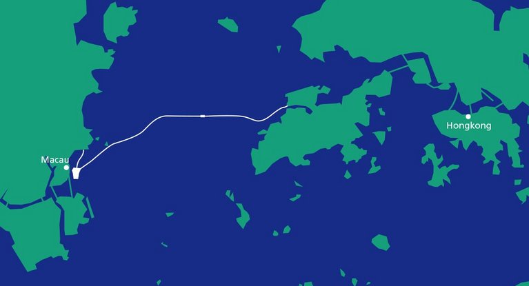 Map of the bridge between Macau and Hongkong