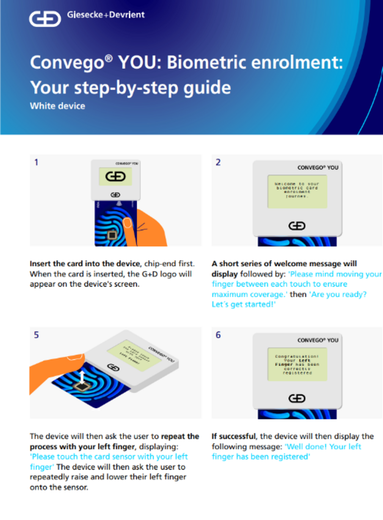 Cover of Step-by-Step Guide for Convego YOU biometric enrolment - white deivce