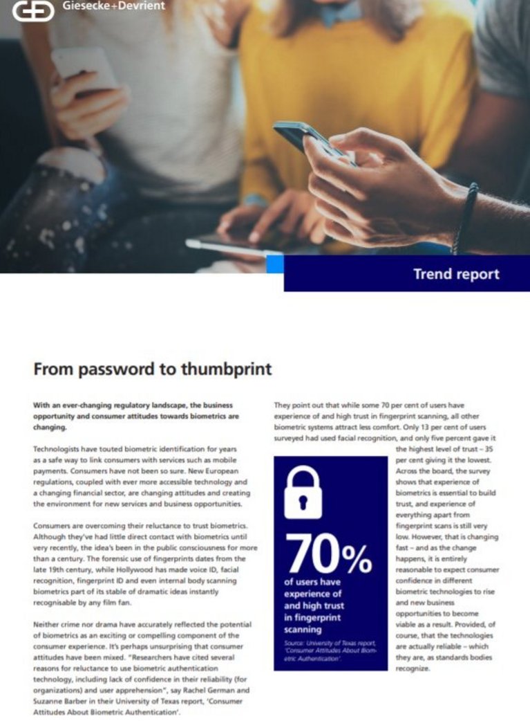Deckblatt des Trend Reports zu biometrischen Innovationen