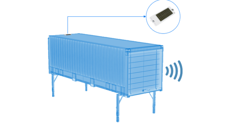 Blue container with tracking device
