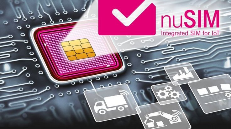Eine fest installierte SIM-Karte mit der Bezeichnung nuSIM - Integrated SIM for IoT
