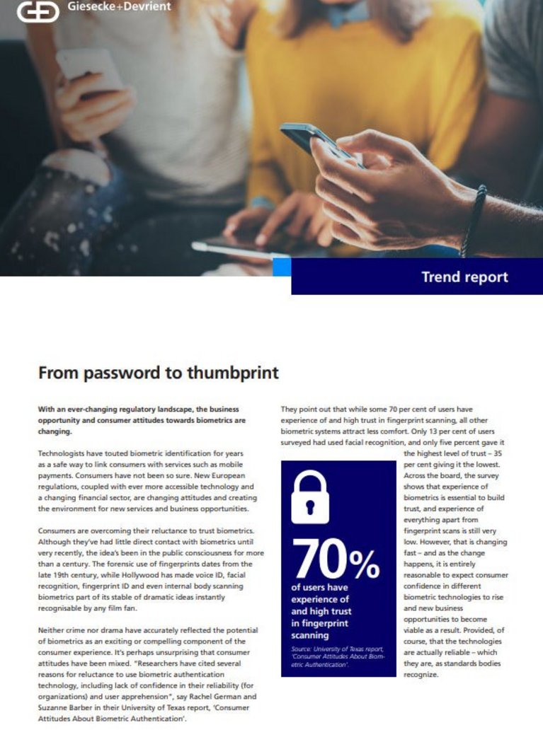 Deckblatt des Trend Reports zu biometrischer Authentifizierung