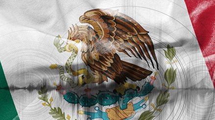 Ausschlagende Graphen auf einer mexikanischen Flagge