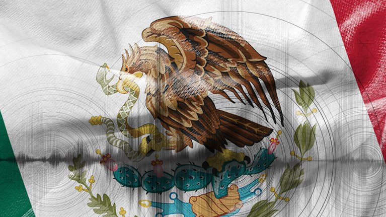 Ausschlagende Graphen auf einer mexikanischen Flagge