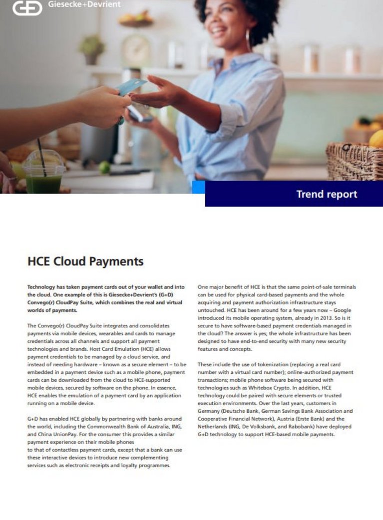 Deckblatt des Trend Reports zu HCE Cloud Payments