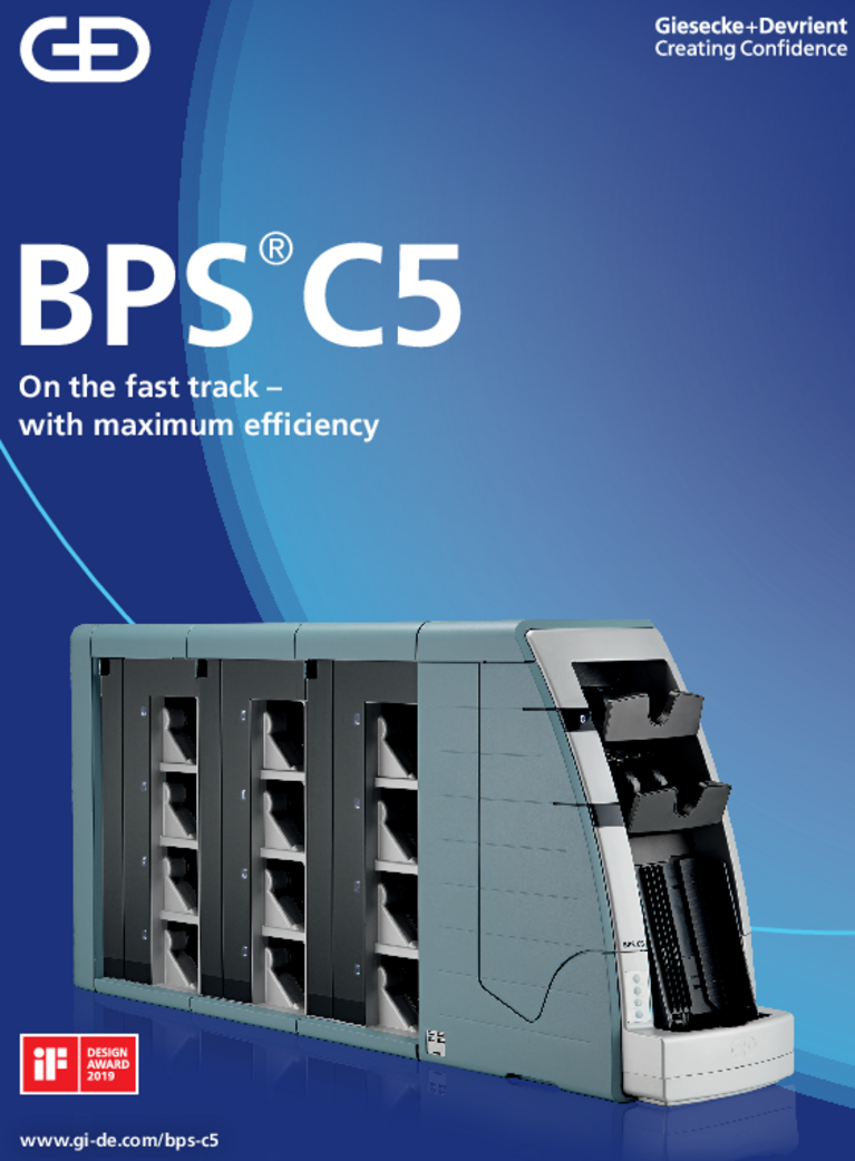 Cover of the brochure for the banknote processing machine BPS C5