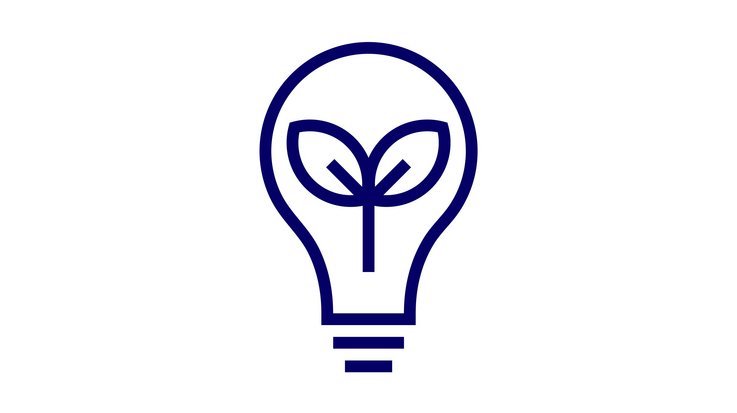 Icon of light bulb with plant symbol inside