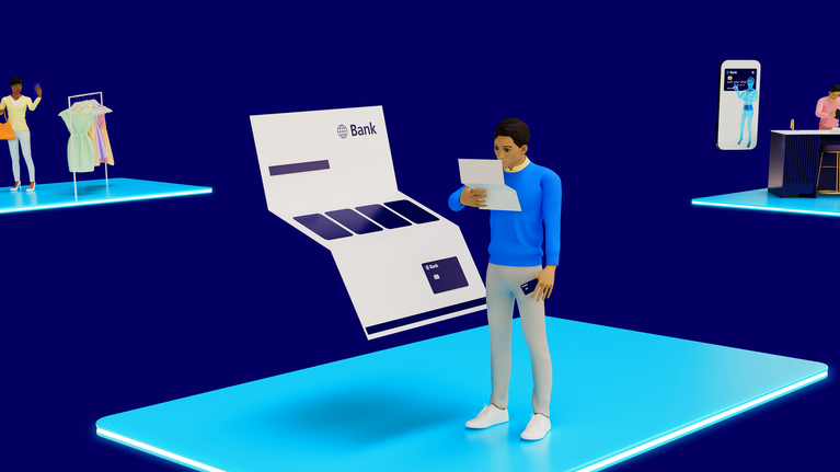 Illustration of person receiving new card