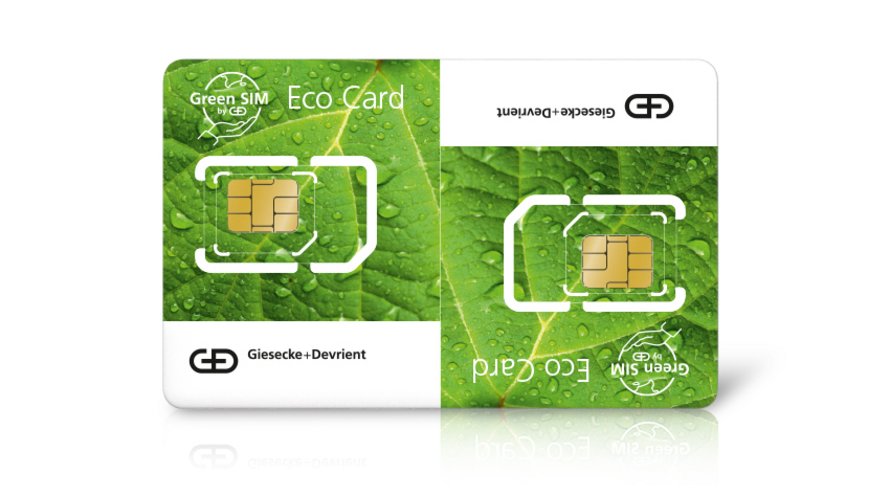 Two SIM cards with the inscription Green SIM by G+D Eco Card