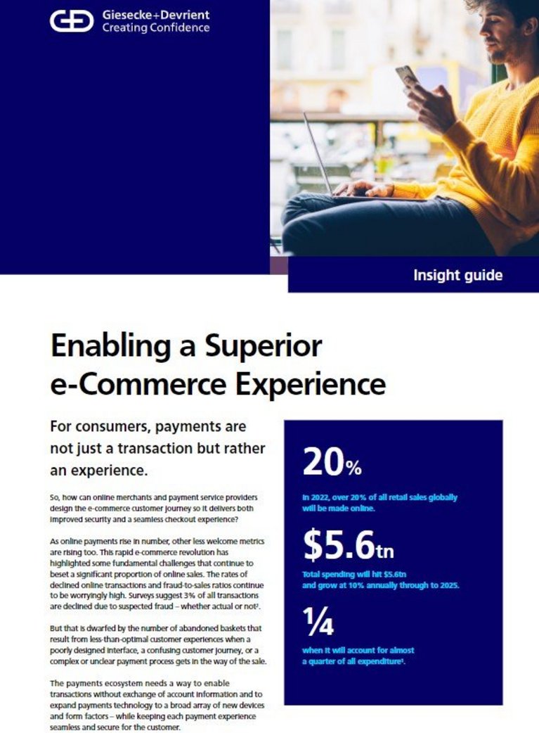 Deckblatt des G+D Insight Article: 'Enabling a superior e-Commerce experience'