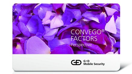 Abbildung einer G+D Kreditkarte mit der Aufschrift 'CONVEGO FACTORS Perpective'