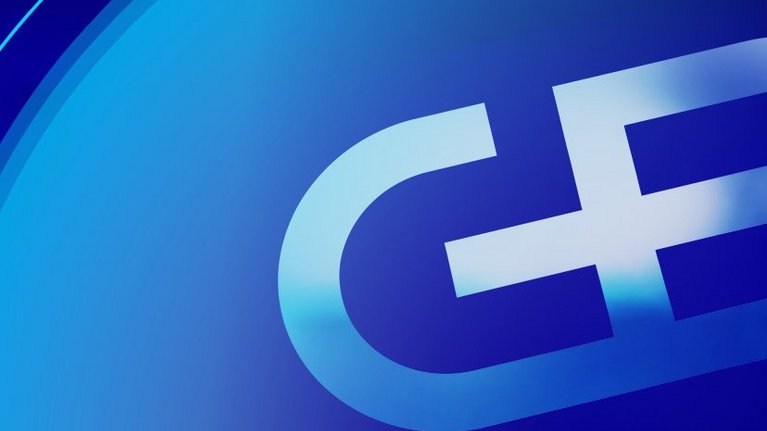 Das G+D Logo auf blauem Hintergrund
