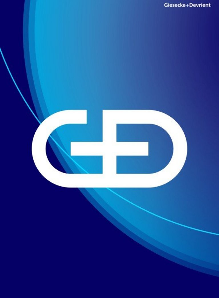 G+D Logo auf einem blauen Hintergrund