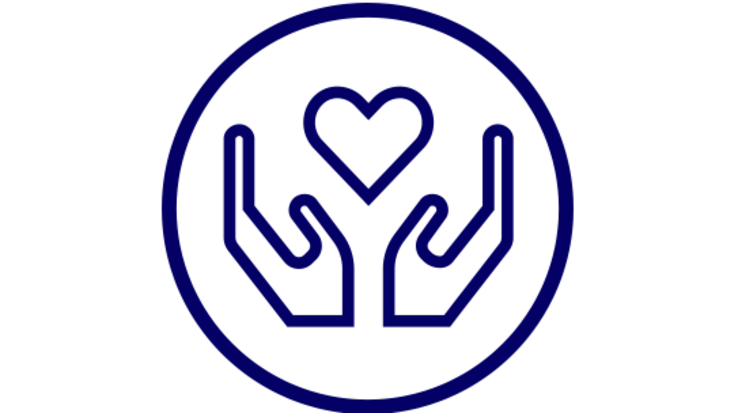 Icon heart and hands - symbol for enhancing CX