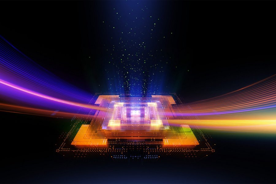 Quantencomputer schwarzer Hintergrund 3d Modell