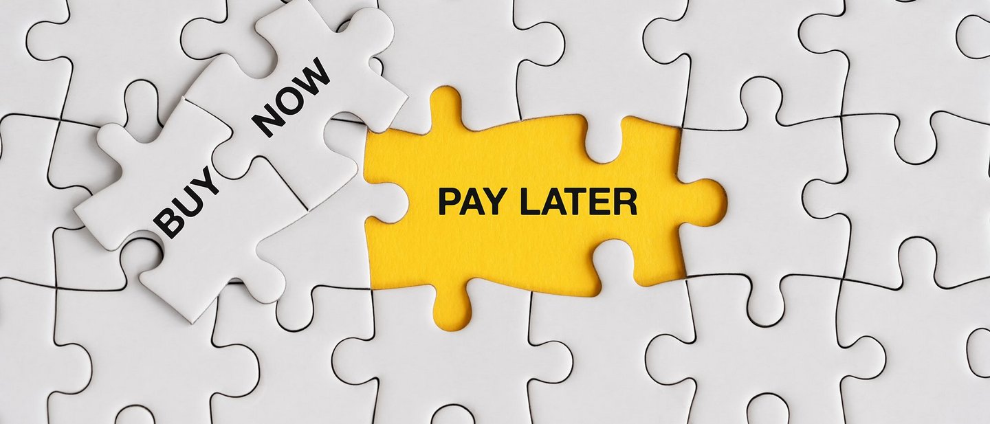 Buy now, pay later text on jigsaw puzzle